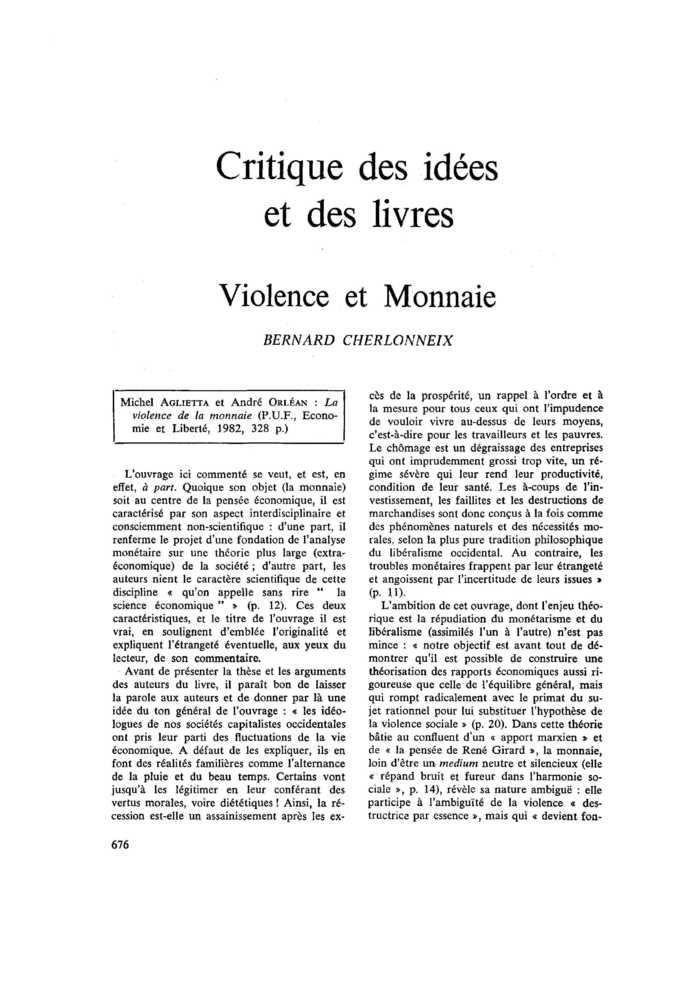Violence et Monnaie
 – page 1