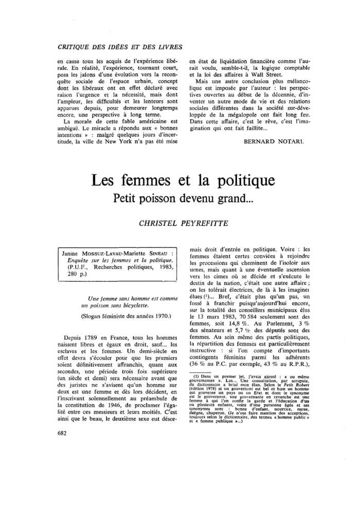 Les femmes et la politique. Petit poisson devenu grand…
 – page 1