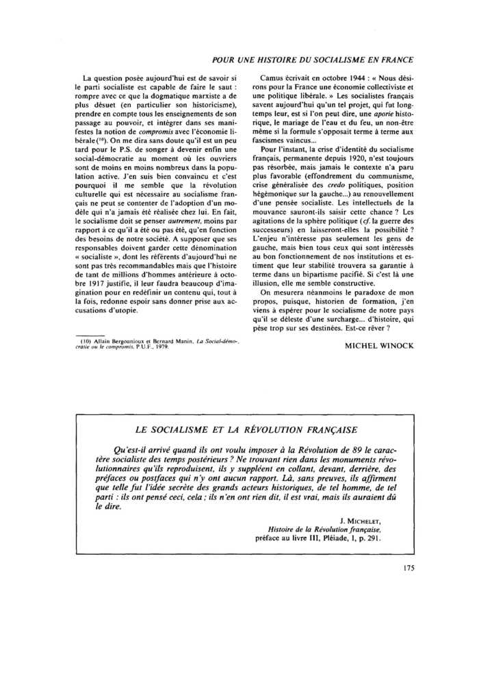 LE SOCIALISME ET LA RÉVOLUTION FRANÇAISE Commentaire