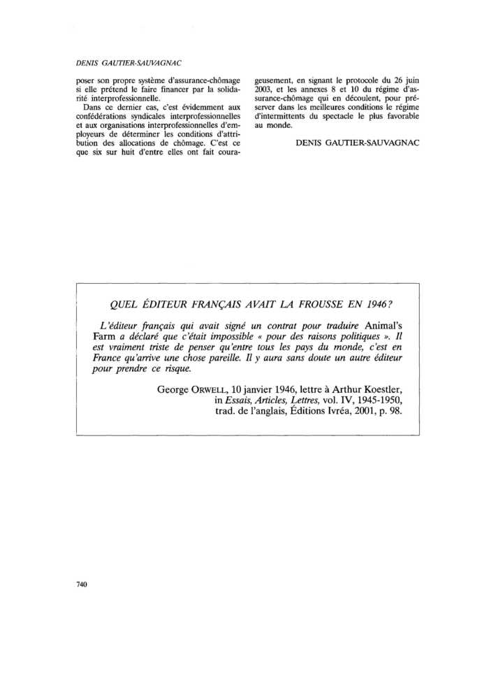 QUEL ÉDITEUR FRANÇAIS AVAIT LA FROUSSE EN 1946 ? - Commentaire