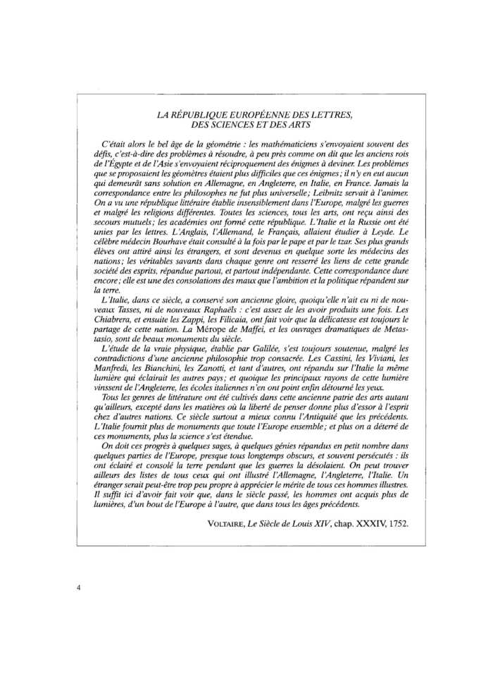 LA RÉPUBLIQUE EUROPÉENNE DES LETTRES, DES SCIENCES ET DES ARTS