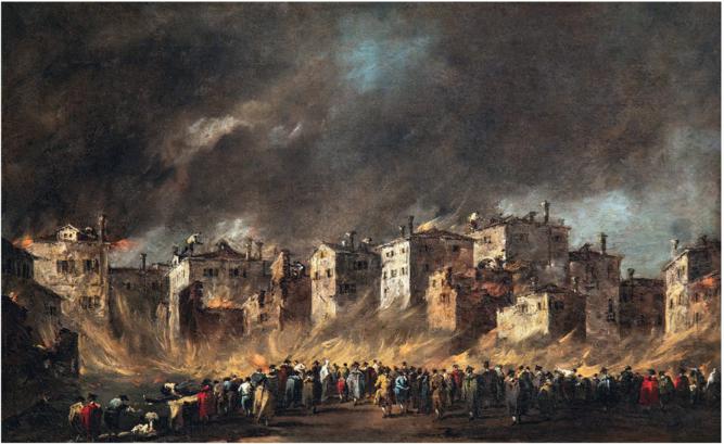 Fr. Guardi, Incendie de San Marcuola, circa 1790, huile sur toile, 42,5 x 62,2 cm, Ancienne Pinacothèque (Munich).